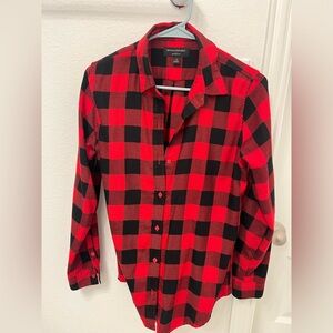 Banana Republic Women's Red and Black Plaid Shirt